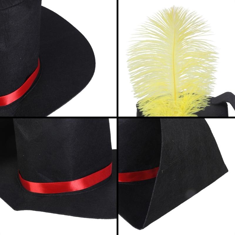 Elegant Black Festive Party Hat Soft  with Yellow Feather for Holiday Caroler Unisex Black Christmas Hat