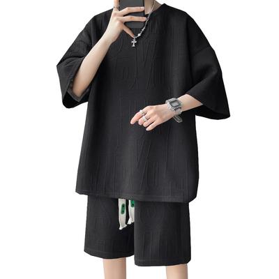 Yeecan Summer Clothing Short Sleeve and Plus Sizes Loose Stylish Top and Comfortable and Perfect for Sportswear or Size XL Men's Set, T-Shirt Pants,