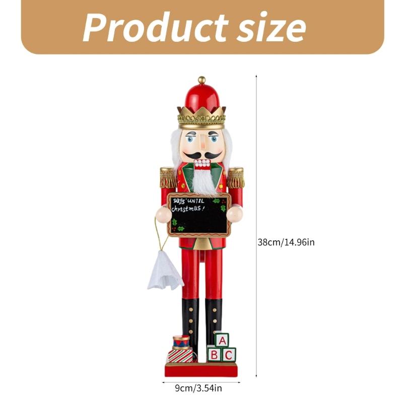 Elegant 38cm Wood Nutcrackers Statue Artistic Tabletop Decoration for Nut Cracking and Display Stylish Desktop Ornament