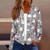 Chaqueta Casual con Capucha y Cremallera de Manga Larga con Estampado Navideño de Moda para Mujer