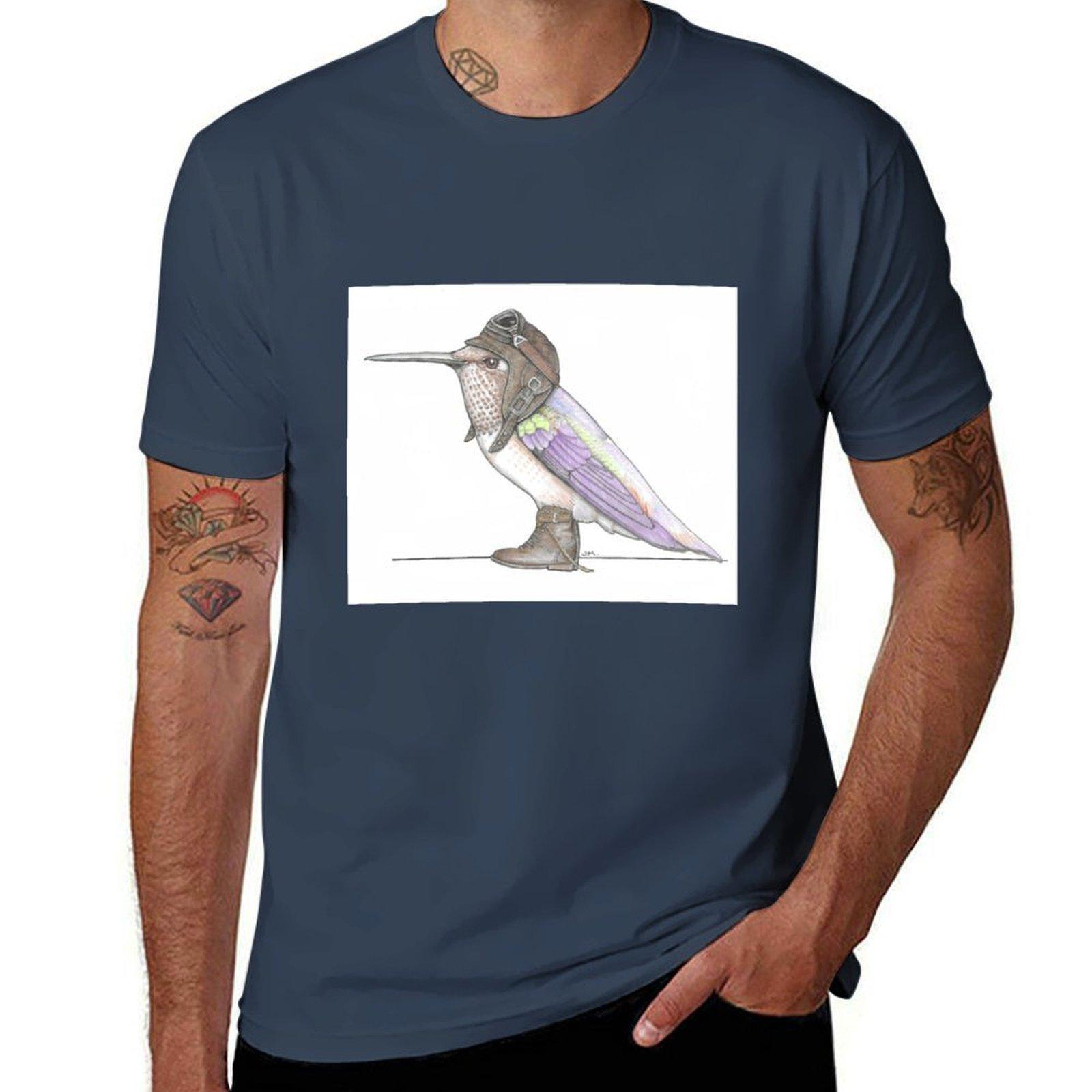 

Rufus Hummingbird in Vintage Flight Boots TShirt All Match Basic Short Sleeve Top S
