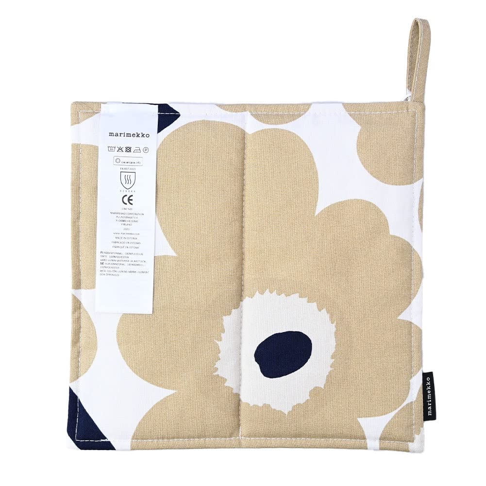 Marimekko Pieni UNIKKO Pot Holder and Trivet, Off-White, Beige, and Dark Blue (074653 185) [Parallel Import]