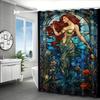 Tenda da Doccia Impermeabile Sirena Art Nouveau - Design Vetro Colorato, Tessuto di Alta Qualità, Arredo Bagno Durevole ed Elegante