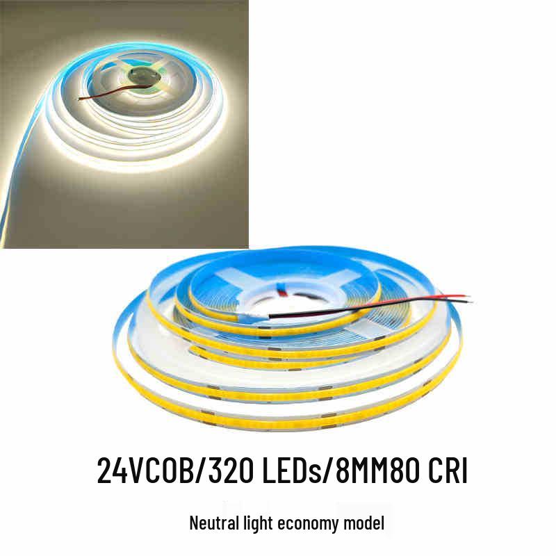 COB Self-Adhesive LED Light Strip: Flexible 5V/12V/24V, Low Voltage, Three-Color for Home, Ceiling, Cabinet, and Mall Decor
