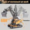 Remote-controlled Excavator 2.4Ghz 11-channel engineering vehicle 1:20 scale with metal bucket with lights suitable for outdoor beach toys