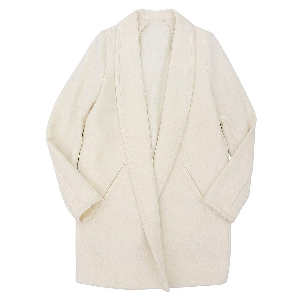 SOV. Women's Big Shawl Collar Open-Front Coat in White (Size F) coat ― whiteUsed