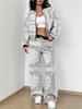 Splicing Autumn And Winter New European And American Women'S Clothing Retro Pattern Printing Suit Women