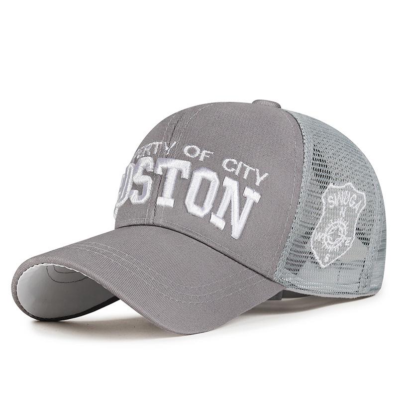 Northwood New Summer BOSTON Letters Mesh Baseball Hat Sunshade Men's and Women's Embroidery Sunshade Breathable Mesh Duck Tongue Trucker Hat