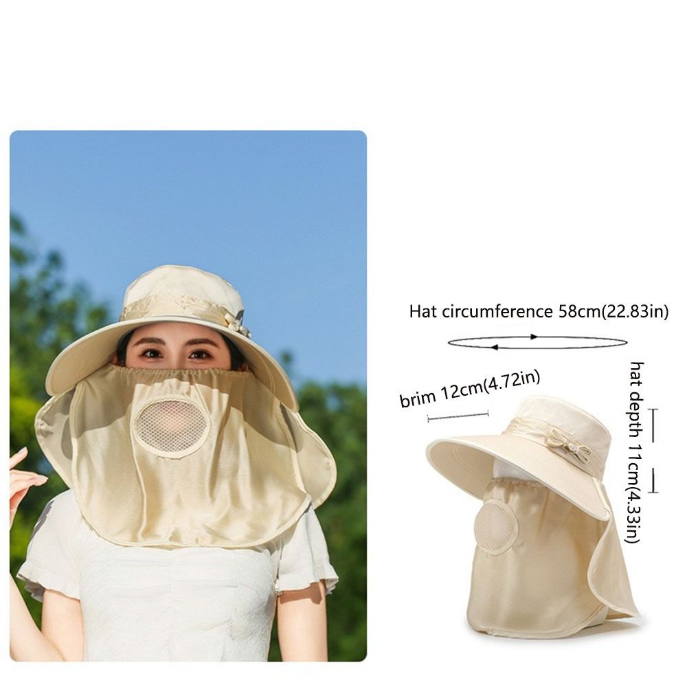 Wide Brim Sunshade Sun Hat Lightweight Breathable Women Picking Tea Hat Face Cover UV Protection Neck Flap Hat Summer Season