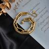 Gold Double Layer Paperclip Curb Chain Bracelet – Bold Industrial Jewelry, Modern Minimalist Gift for Women