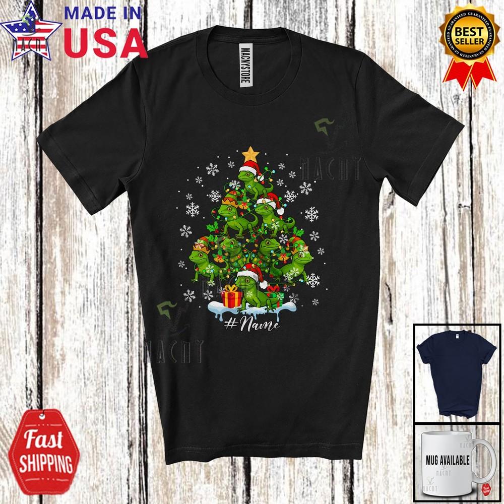 

Custom Name Lizard Christmas Tree Amusing X-mas Lights Lizard Animal T-Shirt M