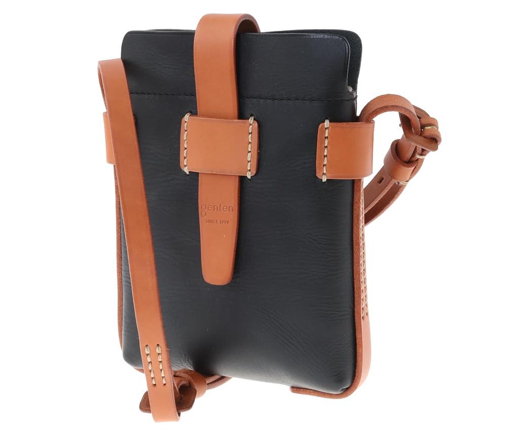 Genten Shoulder Bag Saddle Belt Nuova Vertical Compact Shoulder Bag Black Women's 43391-10