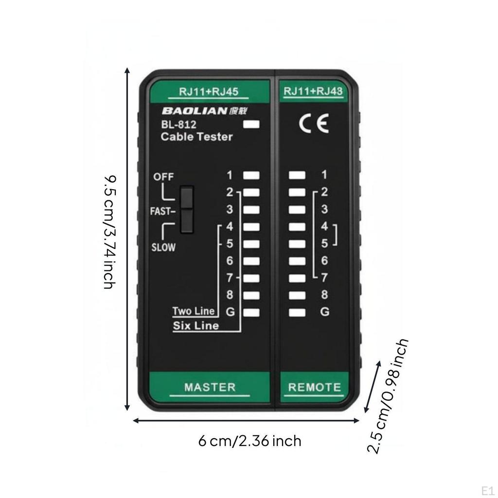 LAN Cable Tester LED Indicators Network Fast/Slow Testing Mode for IT Professionals,