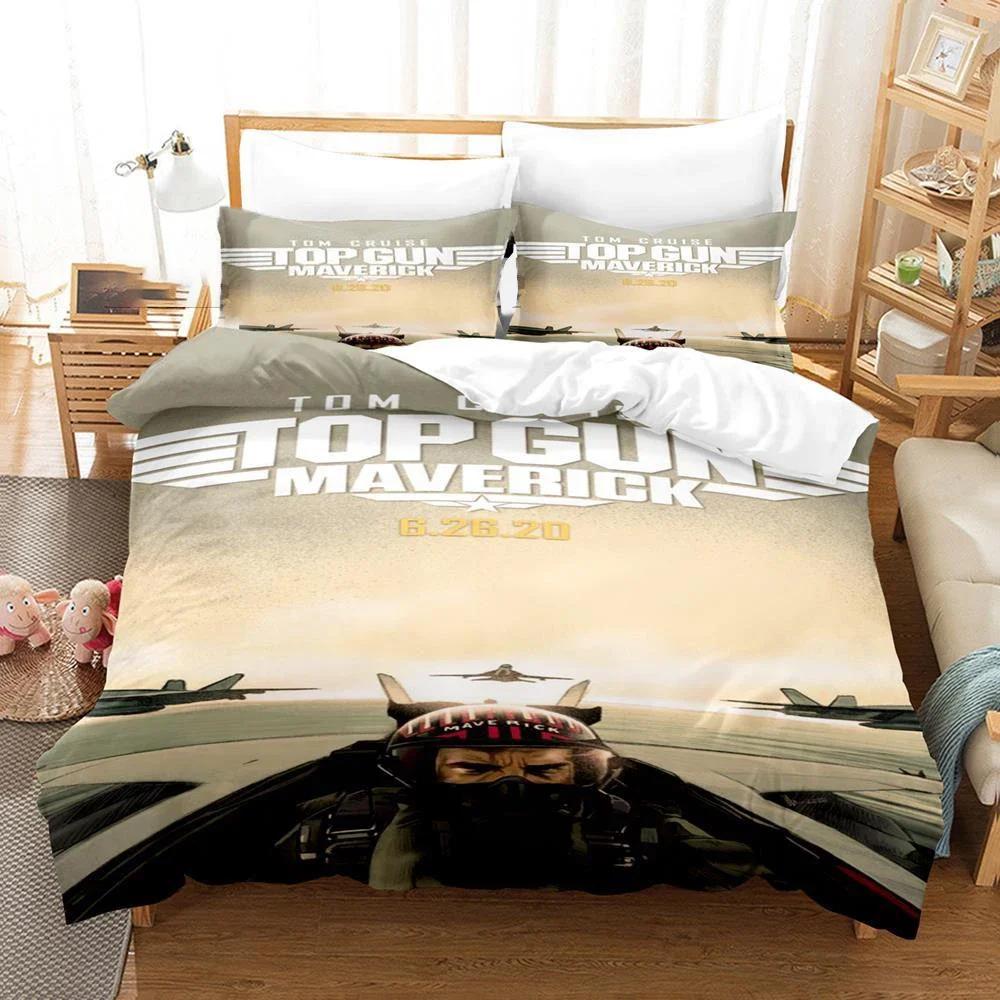 3D Printed Top Gun Maverick Bedding Set Pillowcase Duvet Cover Double Twin Full Queen King Adult Kids Bedclothes Quilt Cover