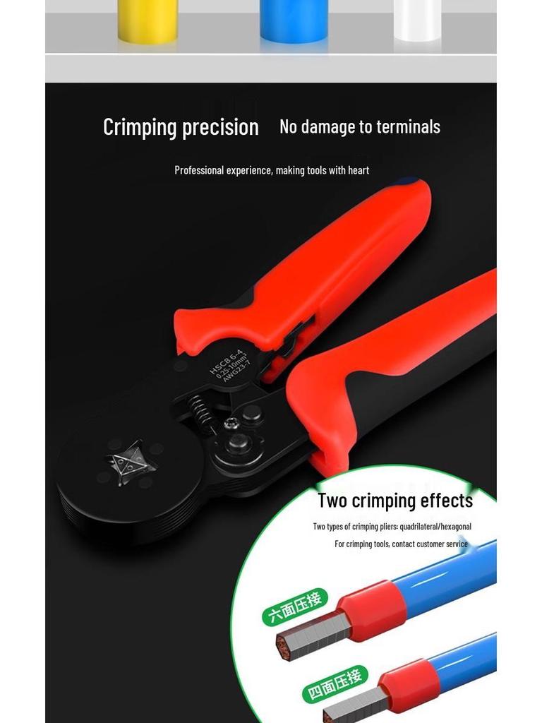 Cold-Pressed Wire Terminal Set with Tube & Pin-Type Copper Connector Crimping Pliers