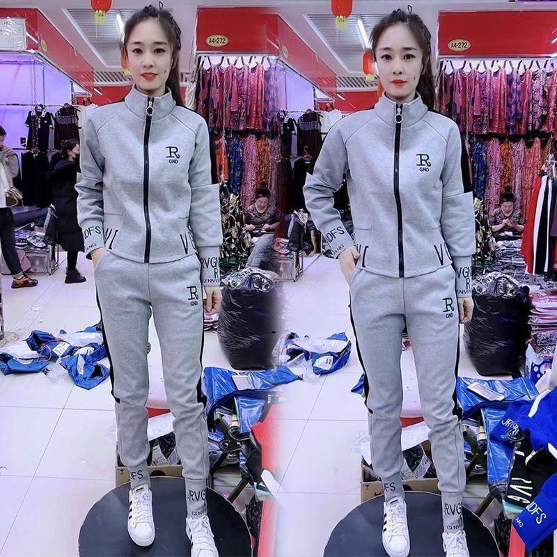 Women's Sportswear Suit Autumn Spring Casual Fashion Korean Slim Coat Long Sleeve Sweater + Pants Two Piece Set for Women