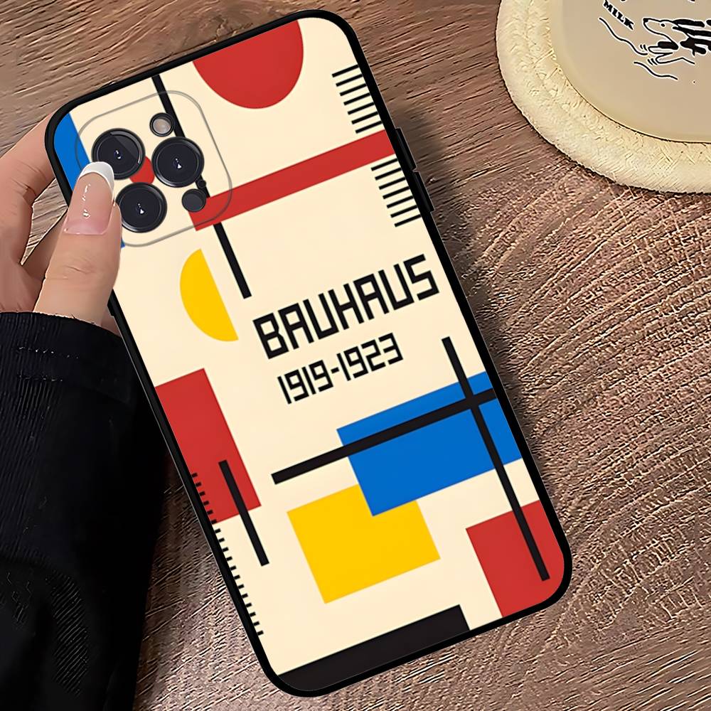 

Abstract B-Bauhaus Geometric Art Phone Case For Iphone 16 15 17 13 14 12 11 Pro Max Plus Black Shell Cover Case iPhone 15 plus