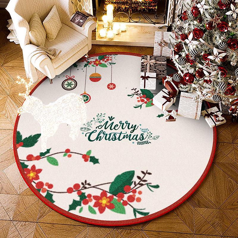 

Round Christmas Tree Rug: Festive Bedside Mat for Holiday Atmosphere 60cm Diameter
