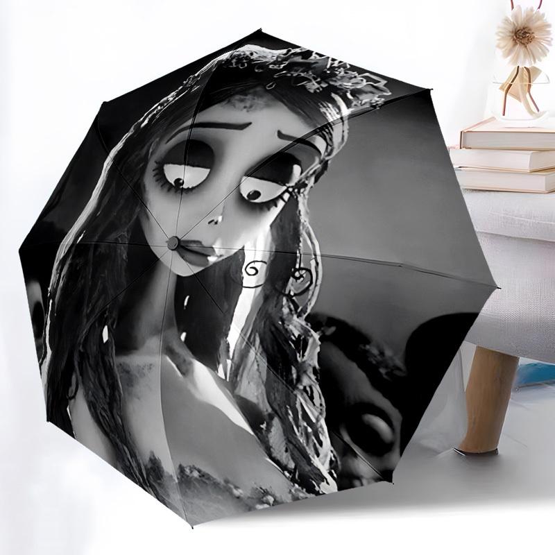 

1pc Corpse Bride Automatic Folding Umbrella - Portable Collapsible Design, 8-Rib Iron Frame yy251209062