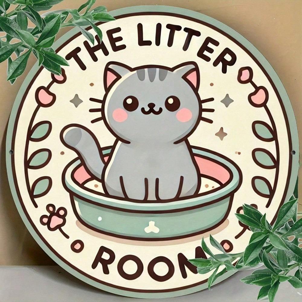 1pc Vintage Cat Round Metal Sign 7.8x7.8 Inch Wall Art Home Bar Cafe Garage Decor