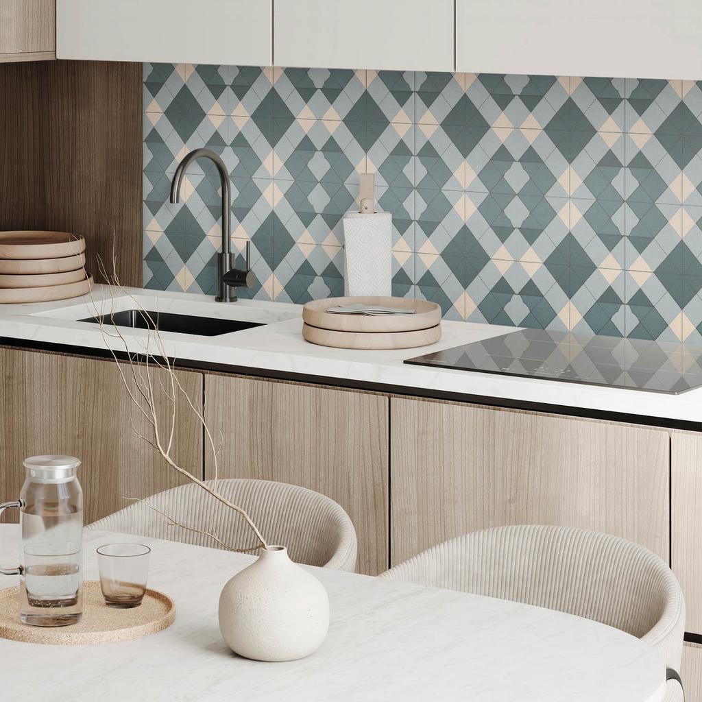 Decorative Self-Adhesive Vinyl Wall Panel 100x50 Cm Geometric Diamond Pattern