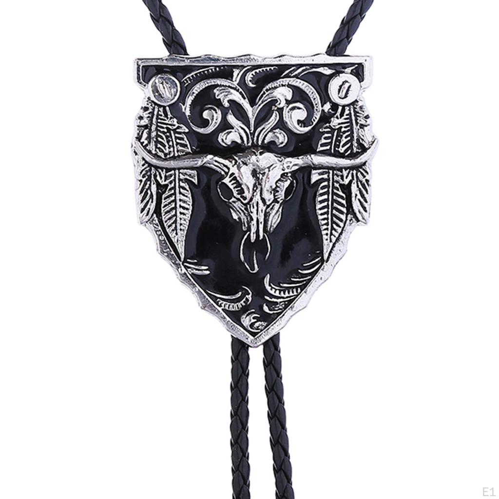 Bull Enamel Pattern Bolo Tie Western Cowboy Vintage Handmade Mens Accessories
