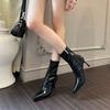 Gurita French Thin Heel Pointed Short Boots Women's 2025 Autumn and Winter Temperament Elastic High Heel Boots Thin Boots Women's Naked Boots