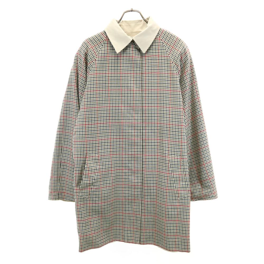 

Aquascutum 70s Vintage made in England Check Pattern reversible Stainless collar coat Women Used