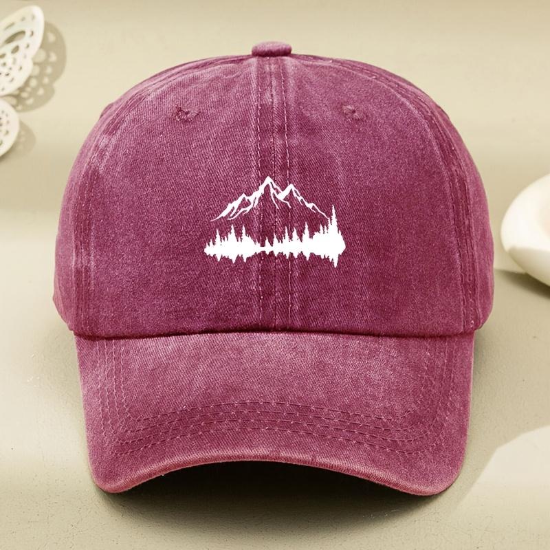 Adjustable buckle baseball cap with forest print, curved brim, outdoor casual duckbill cap, adjustable for sun protection