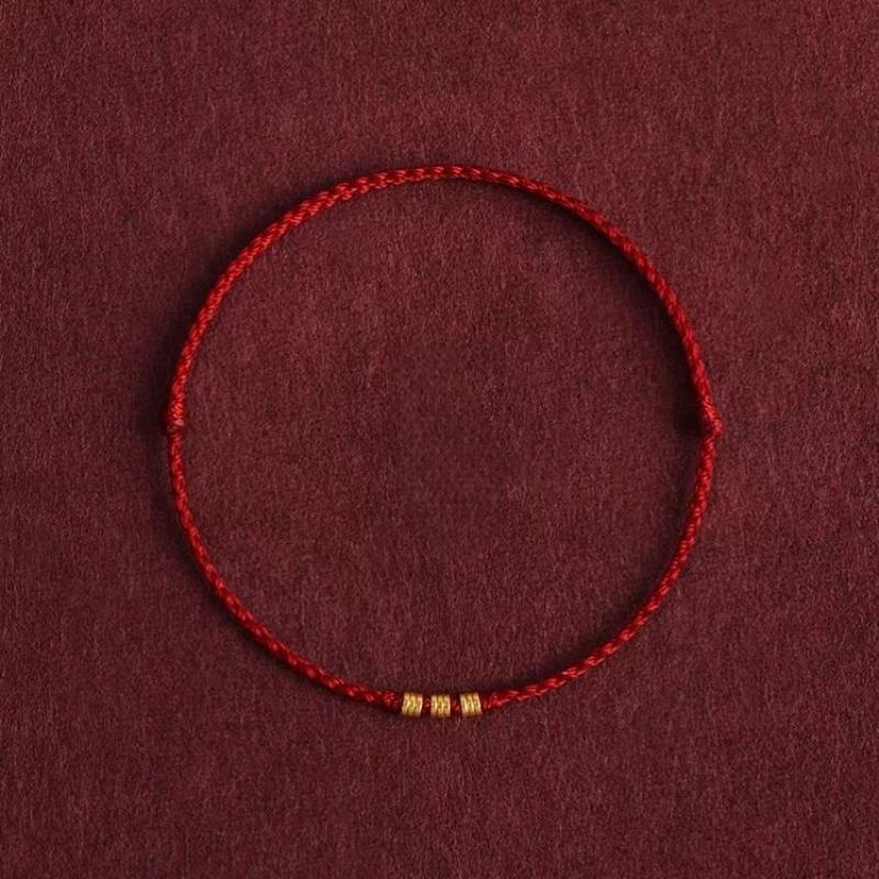 Fashion Simple Gold Color Beads Lucky Bracelets For Women Men Handmade Braided Red Rope Good Fortune Bracelet Couple Gifts