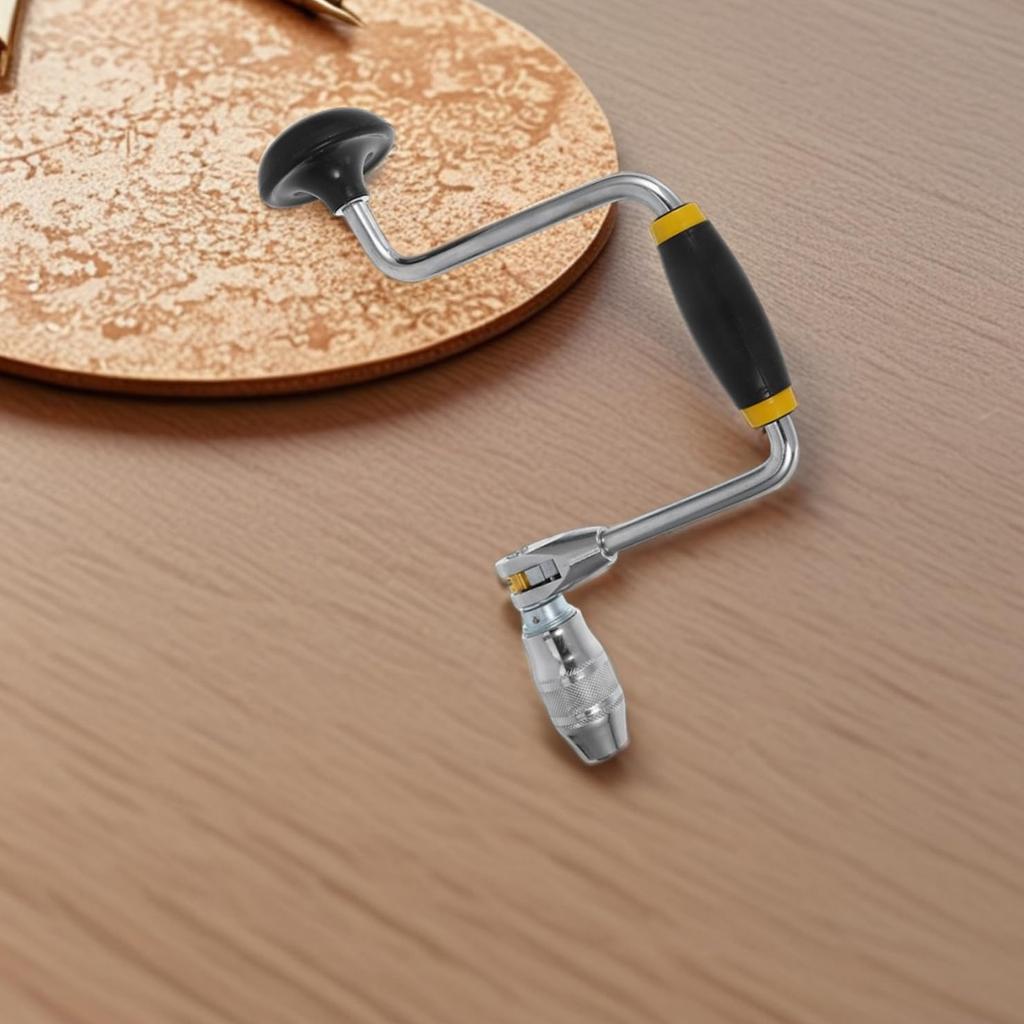 Hand Crank Drill with Comfortable Nonslip Handle Easy To Use Hand Punch Portable Tool for Wood Metal & Fiberglass
