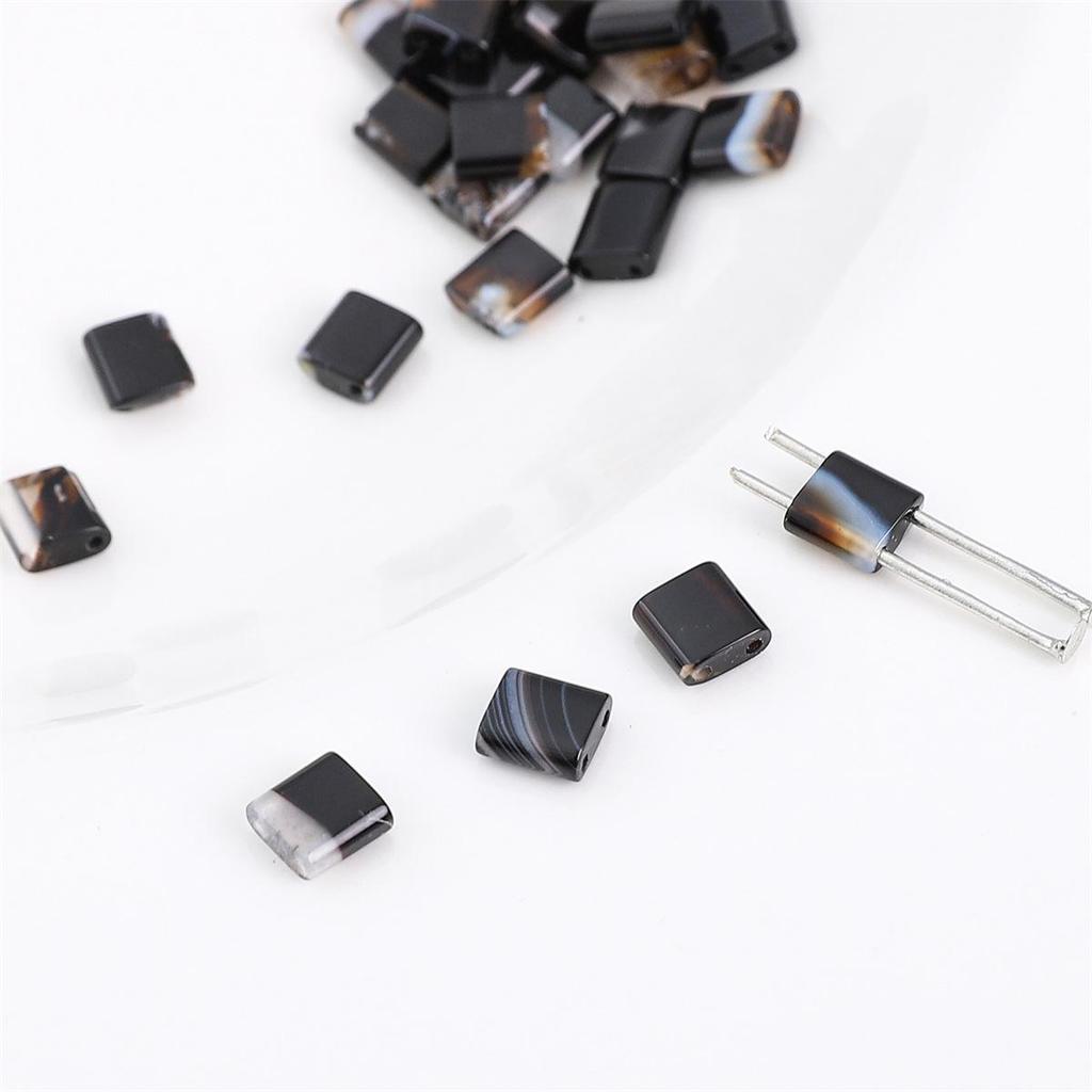 Black Hematite Emperor Stone Square Two-Hole Loose Beads for DIY Jewelry Making
