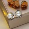 Náušnice z prírodných sladkovodných perál Módne perlové napichovacie náušnice s kubickými zirkónmi Pre ženy Párty šperky