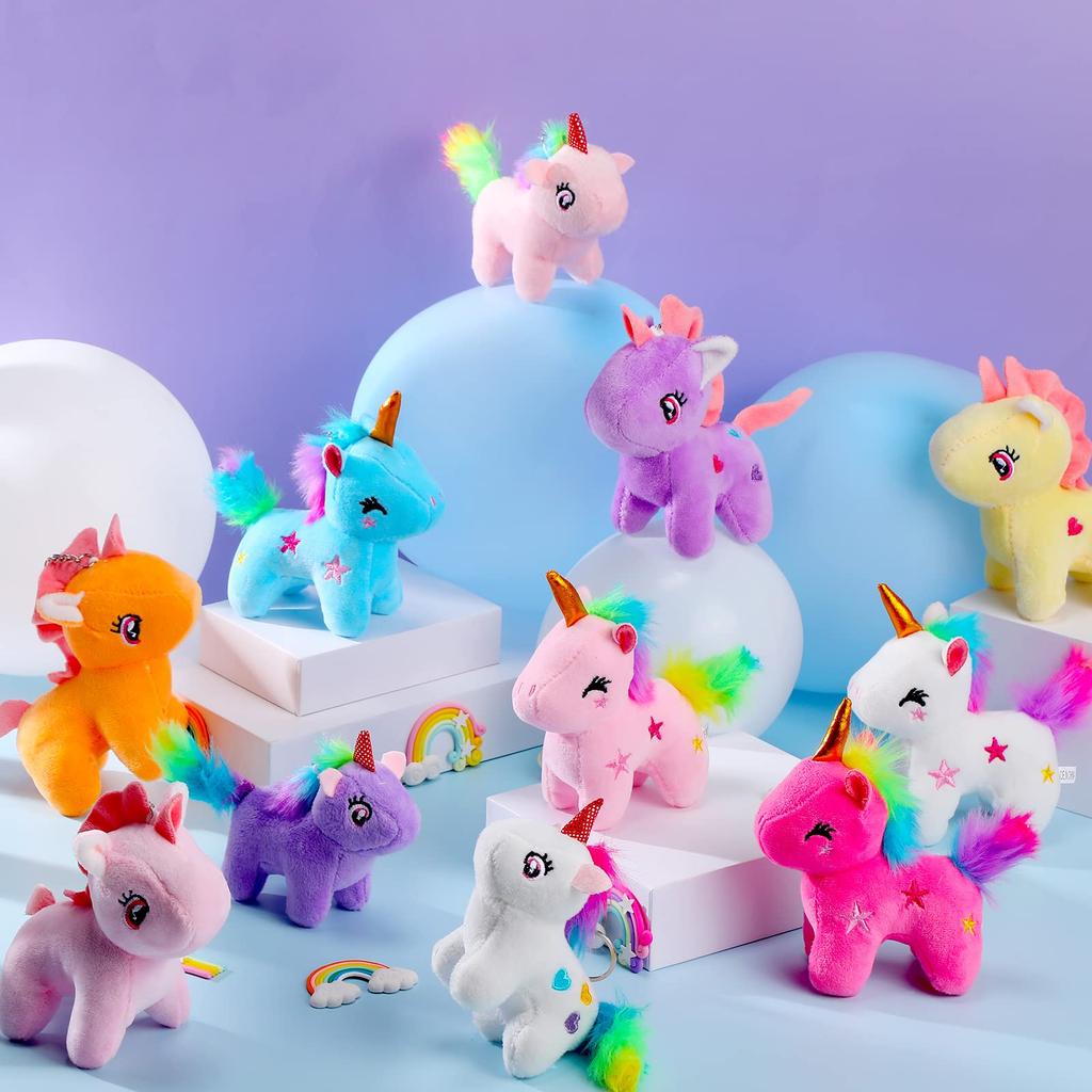 4-24pcs Mini Plush Unicorn Stuffed Animals Unicorn Celebration Favors Bulk Playthings DIY Plush Keychain Stuffed Animal Designed for Children