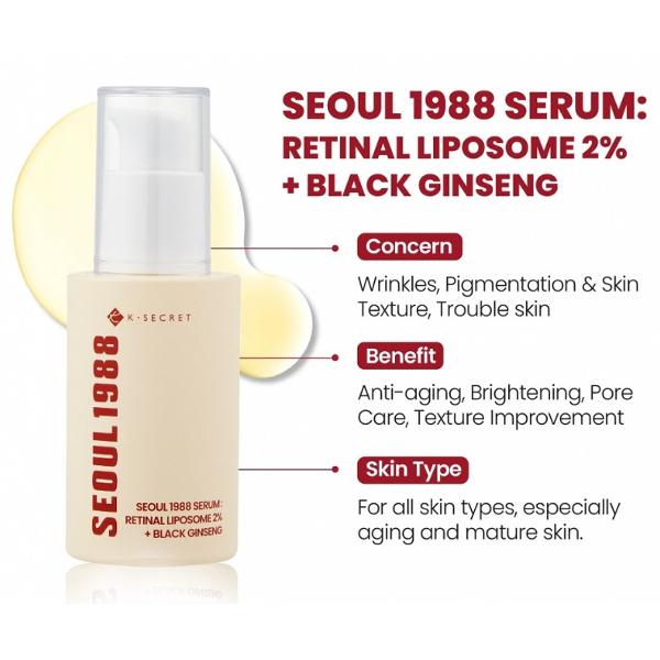 [KSECRET] Sérum SEOUL 1988 : Liposome Rétinien 2% + Ginseng Noir 30ml