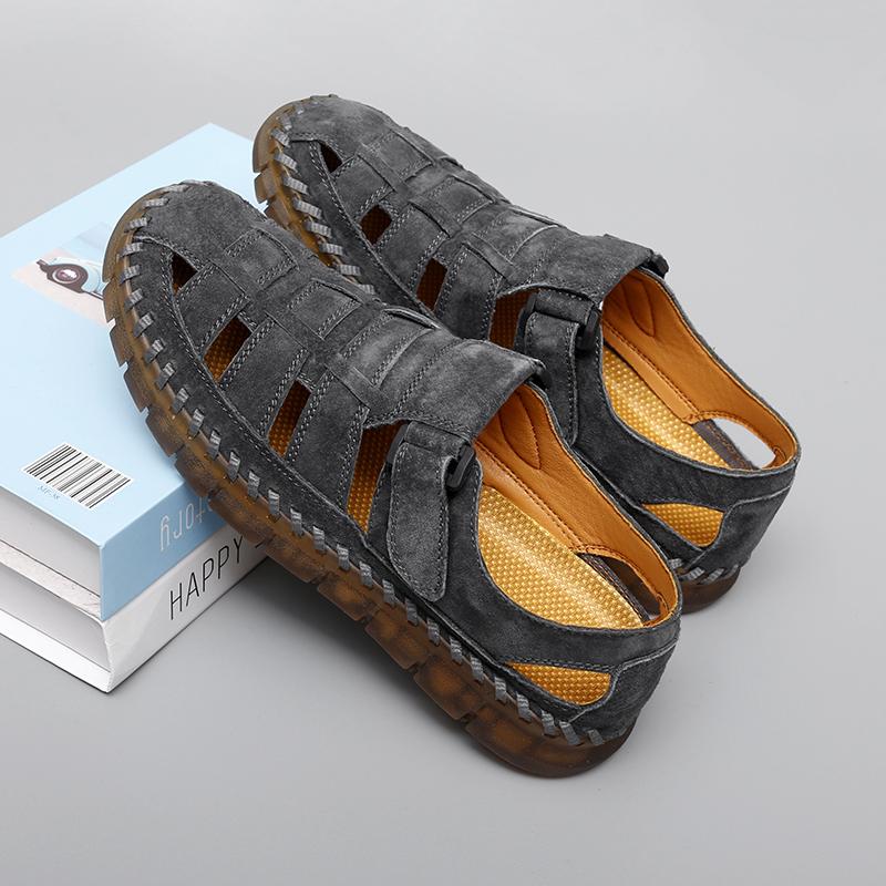 Høykvalitets sommersandaler slip-on herresandaler ekte skinn herresko mann komfortable fritidssko allsidige stilige menn