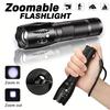 High Power LED Flashlight Tactical Flashlight Aluminum Alloy Telescopic Zoom Torch Lamp for Outdoor Camping Fishing Emergency