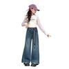 Girls' Korean Style Wide-Leg Trousers: Trendy Spring & Autumn Jeans for Junior High Students