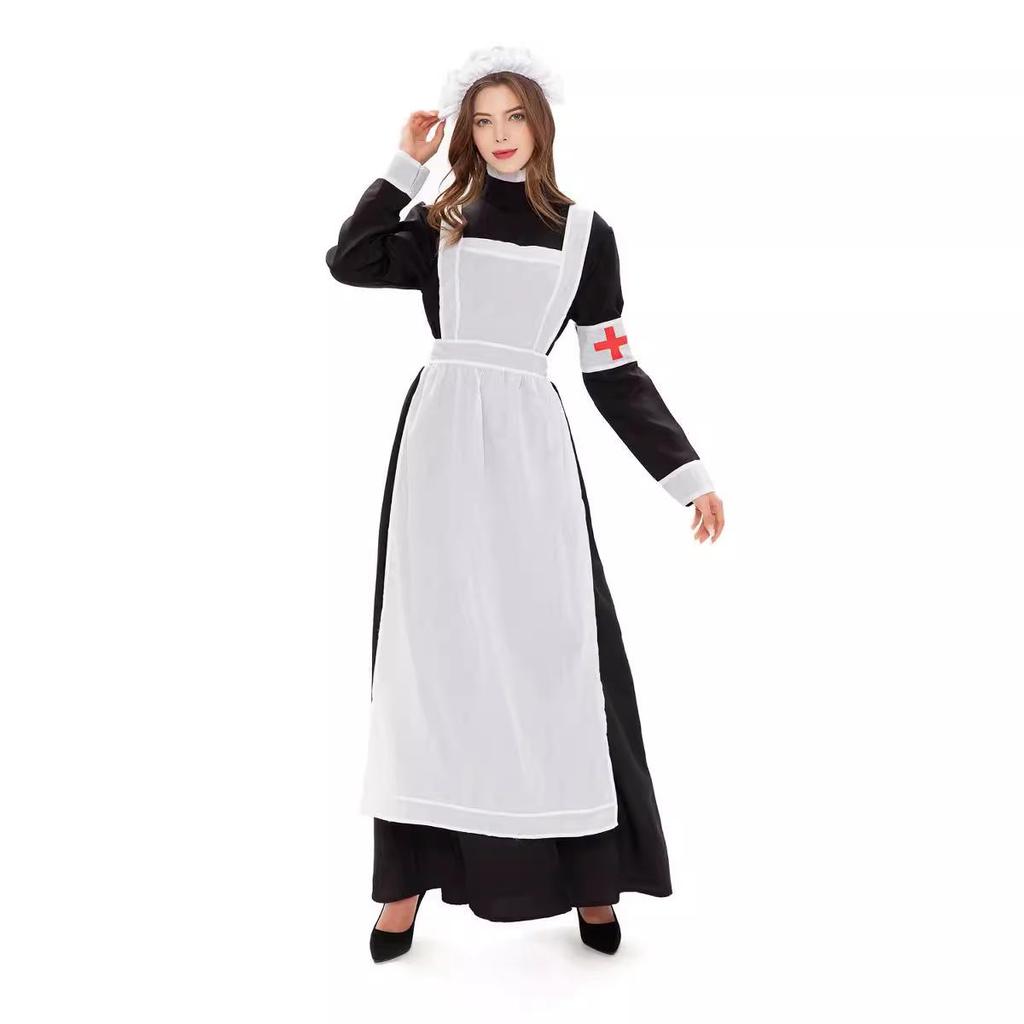 European and American Halloween Cosplay Red Cross Costume Set for Parties and Stage Performances