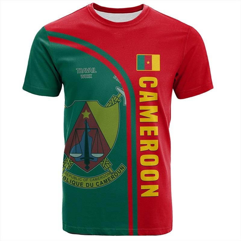 Africa Cameroon Flag Map Graphic T Shirt For Men Clothes National Emblem Short Sleeve T Shirts Kids Jersey Tee Tops