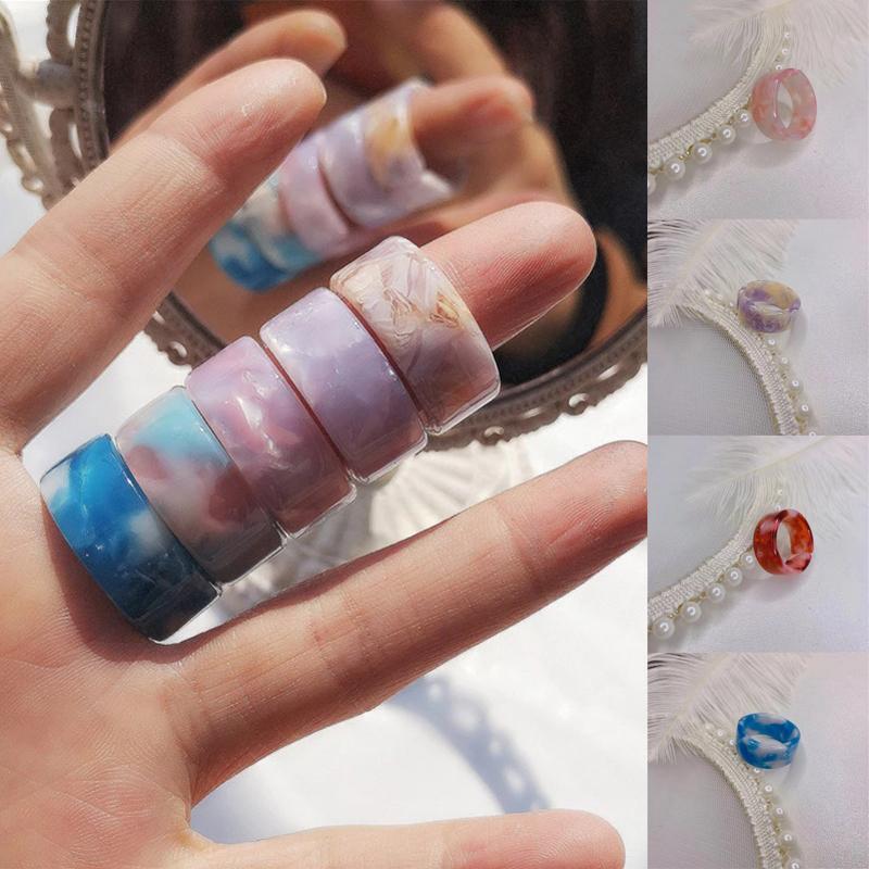 

1 шт. Женщины Красочная смола Прозрачное акриловое кольцо Ретро Эстетичная Тусовщица Корея Новая