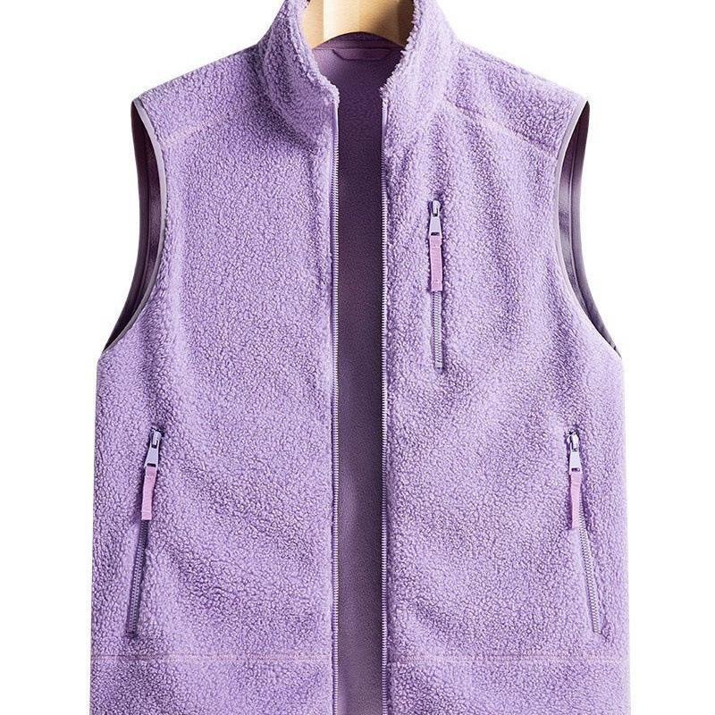 Teddy fleece vest, fleece thickened warm, sleeveless autumn and winter mountain lightweight outdoor vest, tide brand fleece