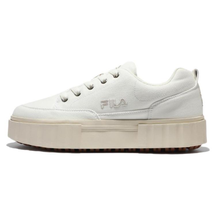 

FILA Sandblast Fabric Platform Abrasion Resistant Low top Skateboard Shoes Unisex White 1TM01576E_920 230