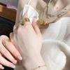 CARLIDANA Ocean Trendy Gold Plated Stainless Steel Fish Starfish Shell Open Ring Link chain Cord Necklace Bracelet Earrings Set
