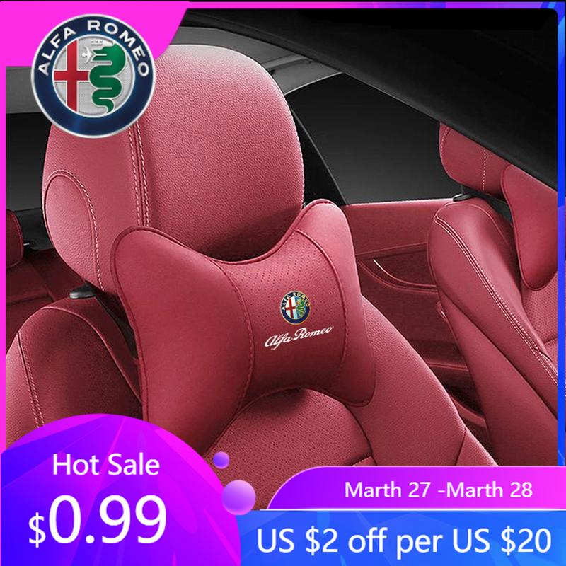 For Alfa Romeo Car Seat Headrest Neck Pillow Auto Interior Accessories For Alfa Romeo Giulietta GT 159 147 156 Mito Brera Giulia