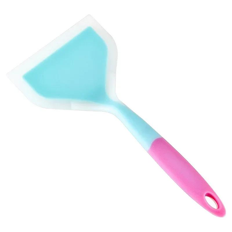 

Жаропрочная силиконовая лопатка для блинов, толстая сковорода для яиц, жареная лопатка, антипригарная сковорода, кухонный гаджет синий