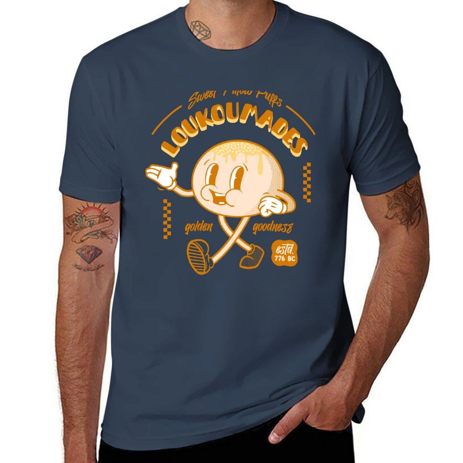 Greek Loukoumades Beignets Donut Retro Mascot Tshirt Tshirt Lightweight Running Tshirt S