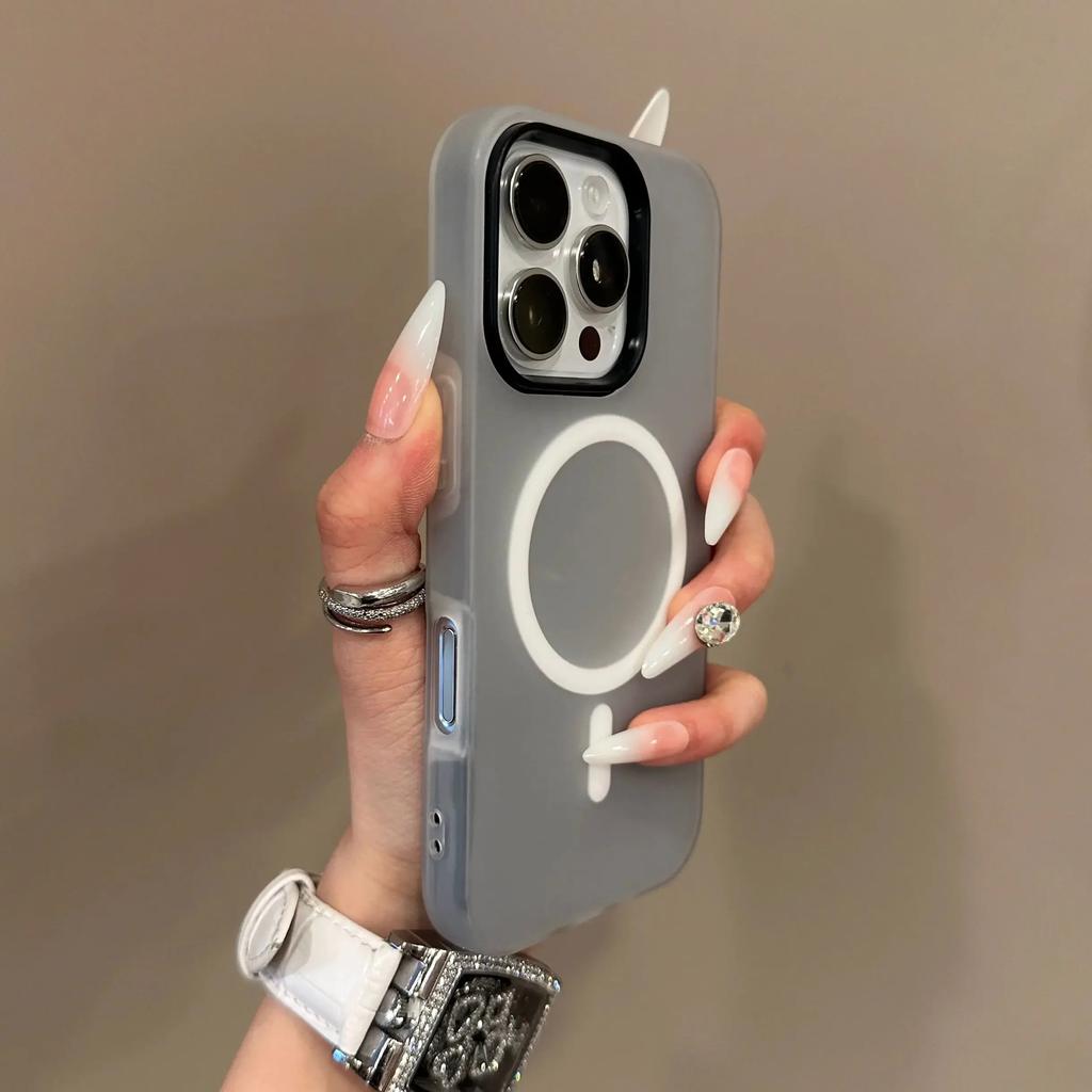 Luxuriöse Candy-Farbe 2 IN 1 Magsafe Hülle für IPhone 16 15 14 13 12 11 Pro Max Plus Magnetische kabellose Ladung Klar Matte Weiche Hülle