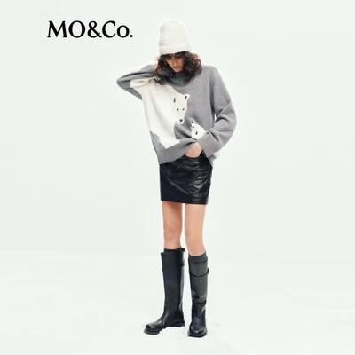 MO&Co. Active Series Plush Animal Pattern Wool Sweater