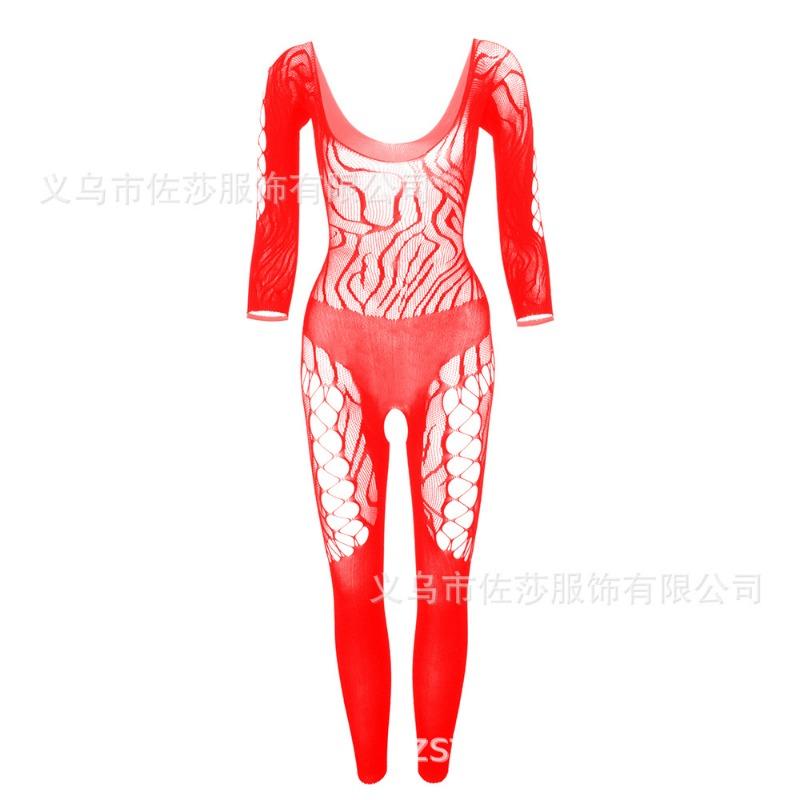 Underwear Stockings Lace Perspective Jacquard Net Socks Neck Lace Long-sleeved One-piece Stockings